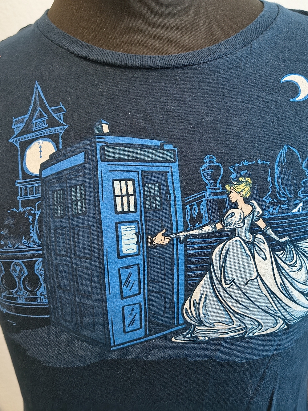 Navy Blue Doctor Who T Shirtwith Cinderella & Blue TARDIS